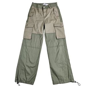 Flying Angel Colorblock Prachute Pants, Olive/Khaki, Size 3/26